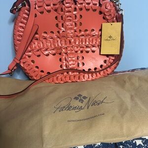 Patricia Nash Pink Crossbody Bag with Woven Leather Design